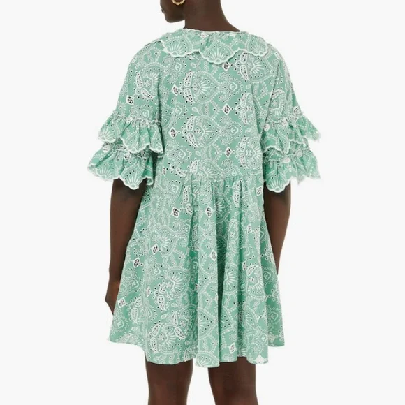 Maje Raberie Embroidered Eyelet Cotton Dress hold C - Picture 12 of 16